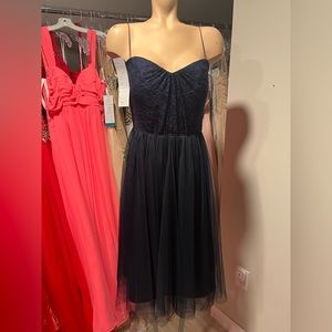 Size 12- Navy Lace Dress. Jenny Yoo. With detachable straps.